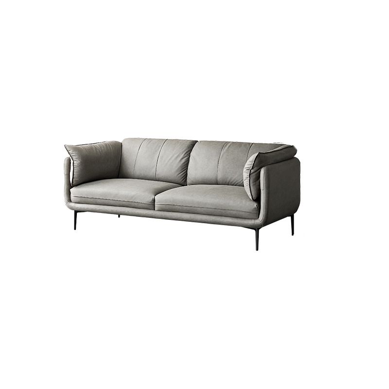 Modern Faux Leather Sofa Stain-resistant Tuxedo Arm Sofa in Gray