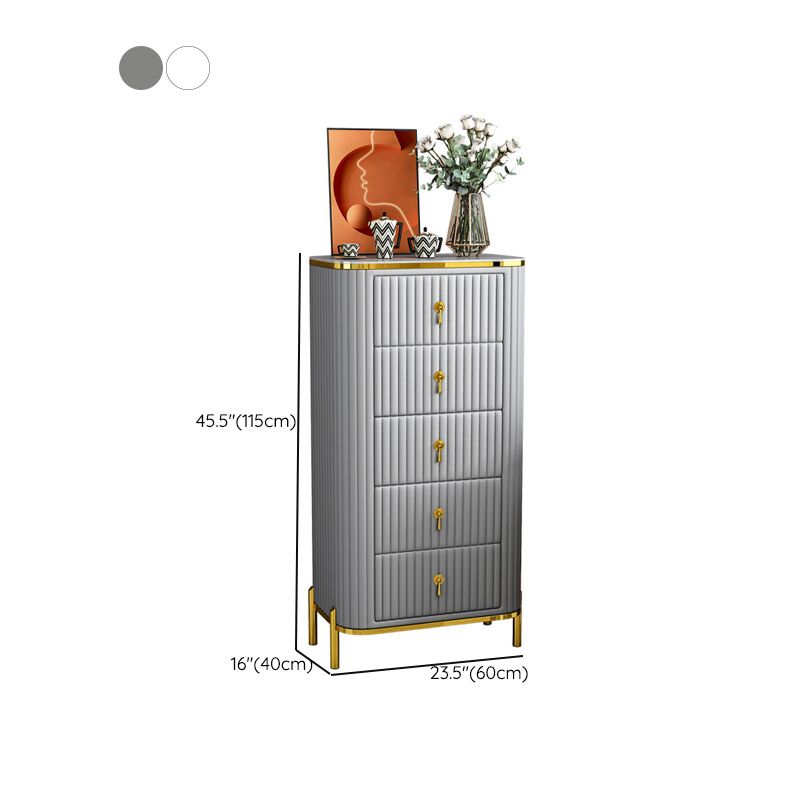 Glam Vertical Stone Storage Chest Bedroom Chest with Drawers
