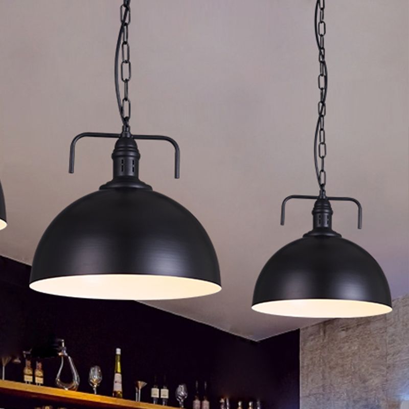 12 "/16" W ciotola soggiorno illuminazione a sospensione industriale Metallico 1 Finitura appesa rossa/gialla leggera/ruggine