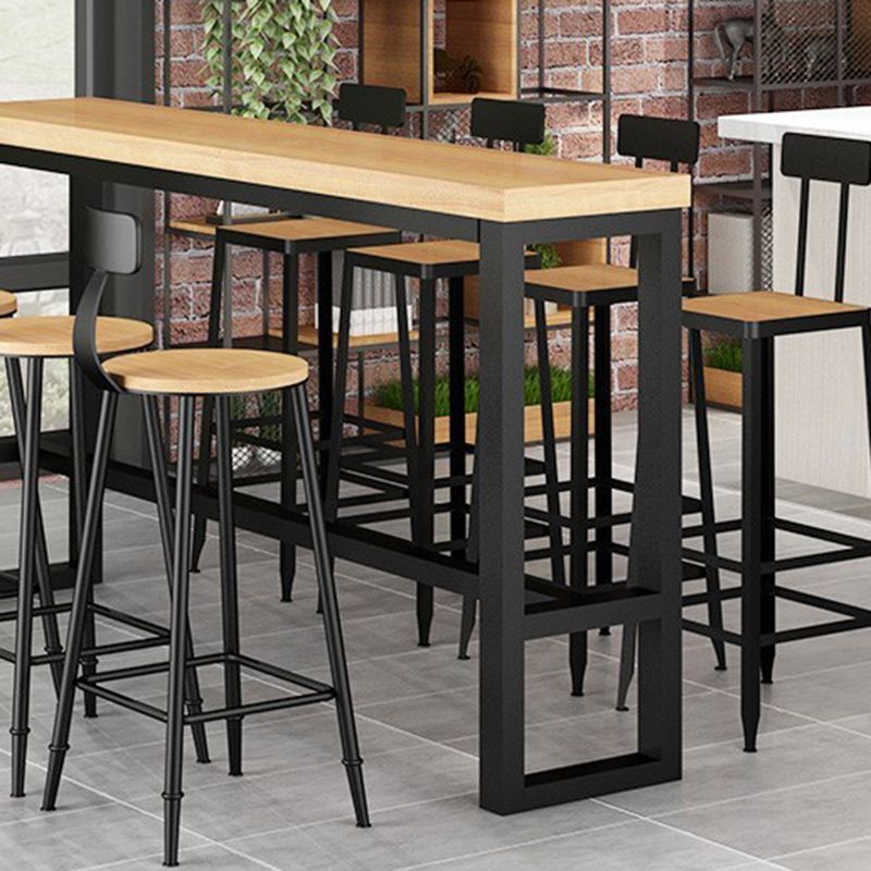 Natural Finish 1/2/5 Pcs Bar Set with Wooden Stools for Home