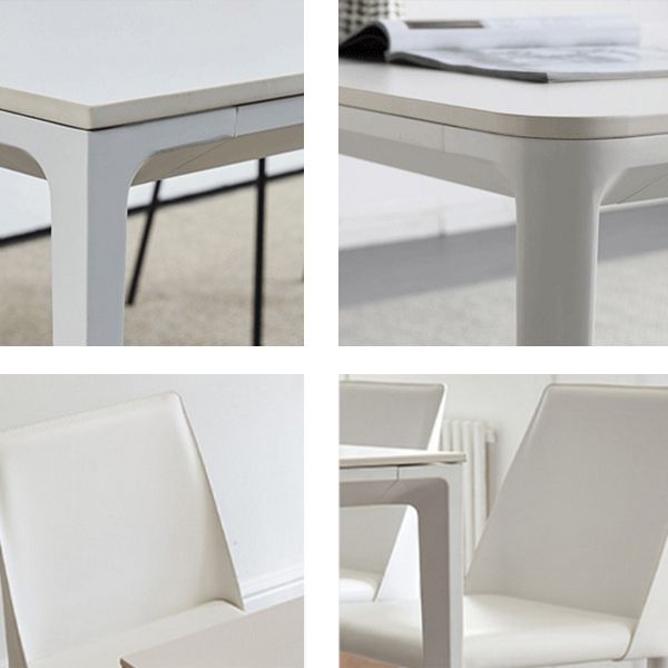 White Stone Dinette Table Set with Metal Frame 1/2/5 Pieces Modern Dining Set
