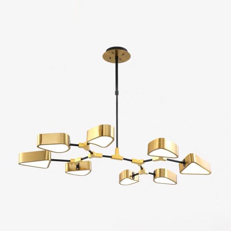 Gold Chandelier Lighting Fixtures Post-Modern Metal Triangular Hanging Ceiling Light