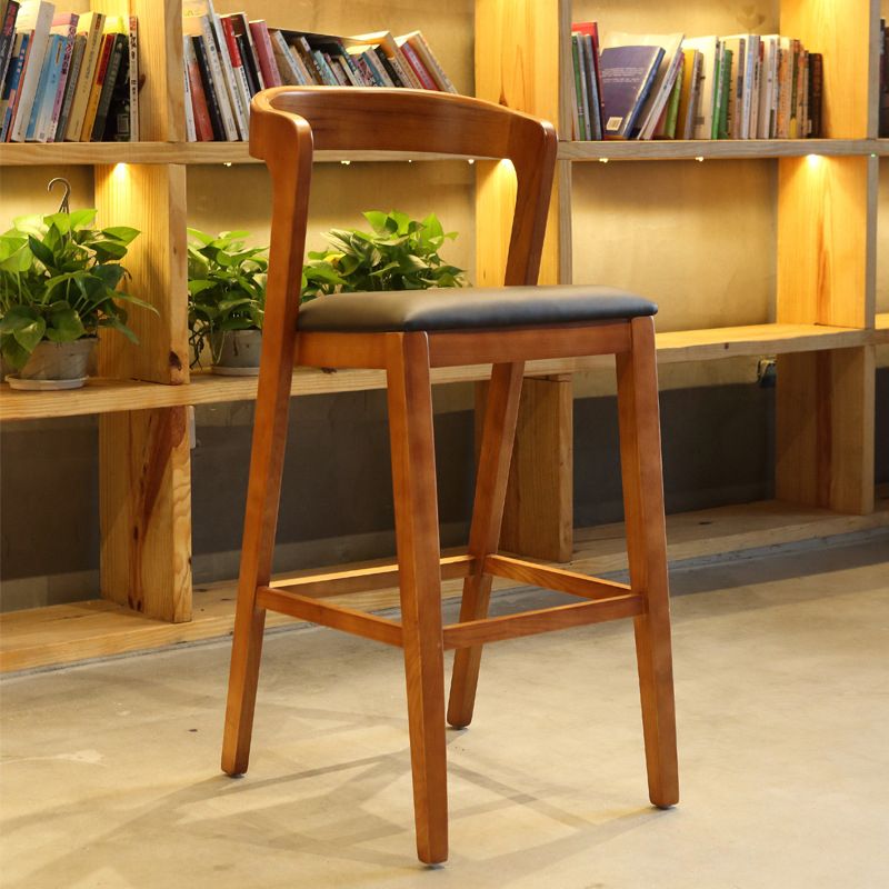 Modern Wood Stool Backrest Counter Stool Fabric Upholstered Furniture for Restaurant