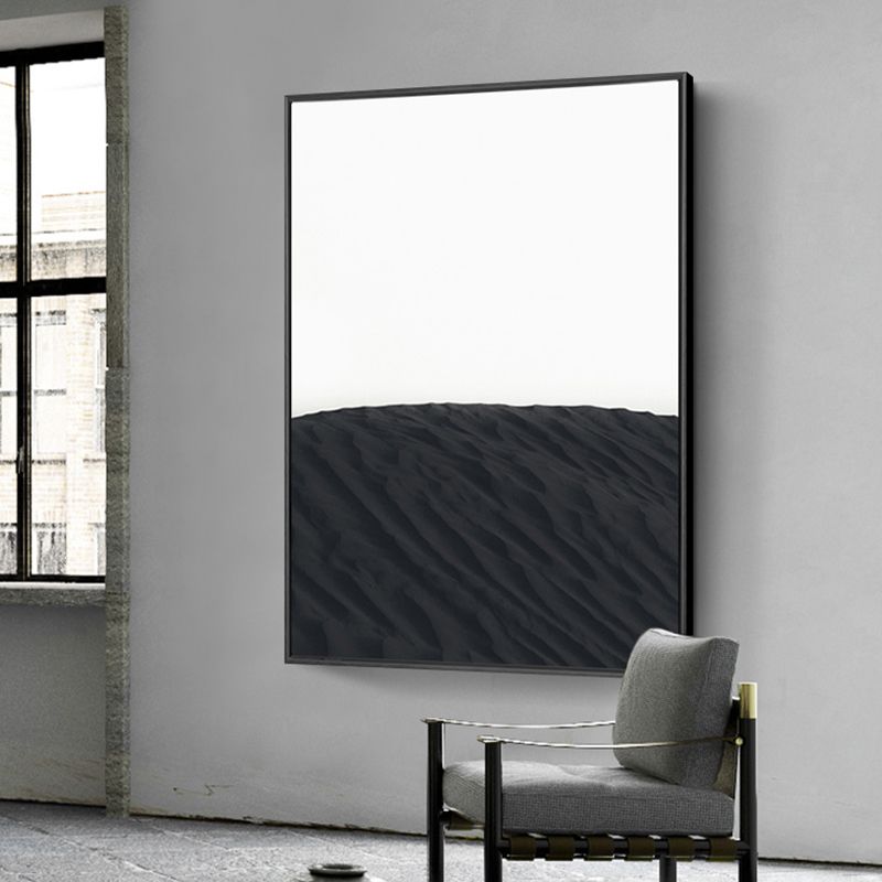 Scandinavian Stylish Hill Scenery Wall Art Decor Black Dining Room Wrapped Canvas