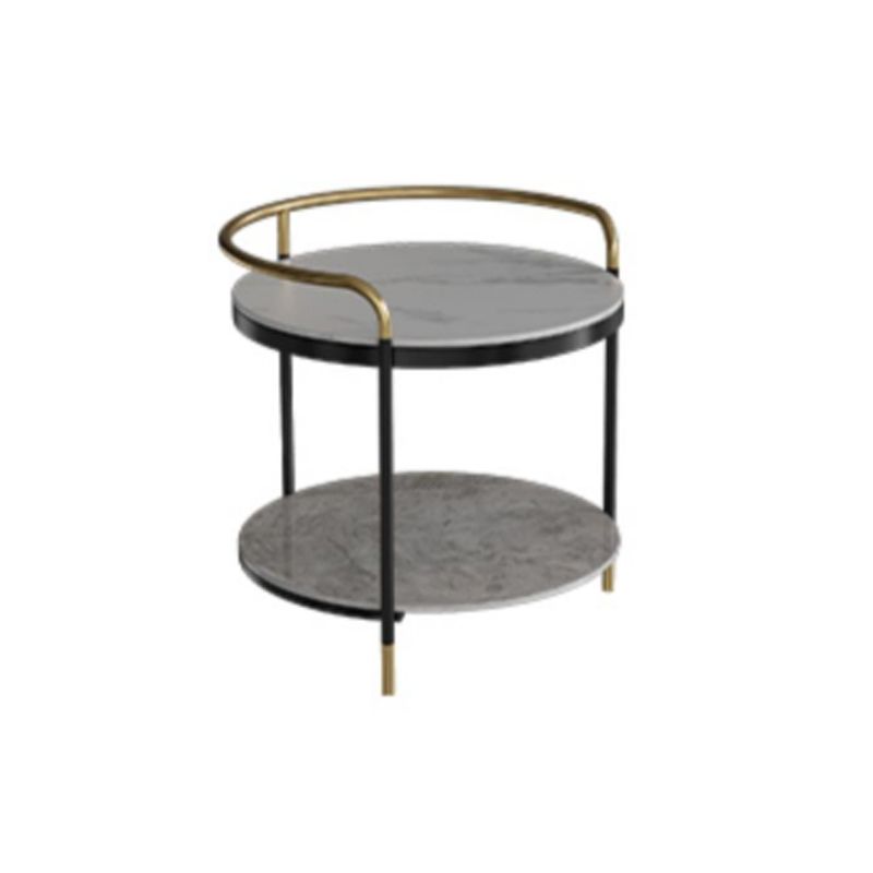 Contemporary with Shelf 3 Legs Round Double Tier Side End Table