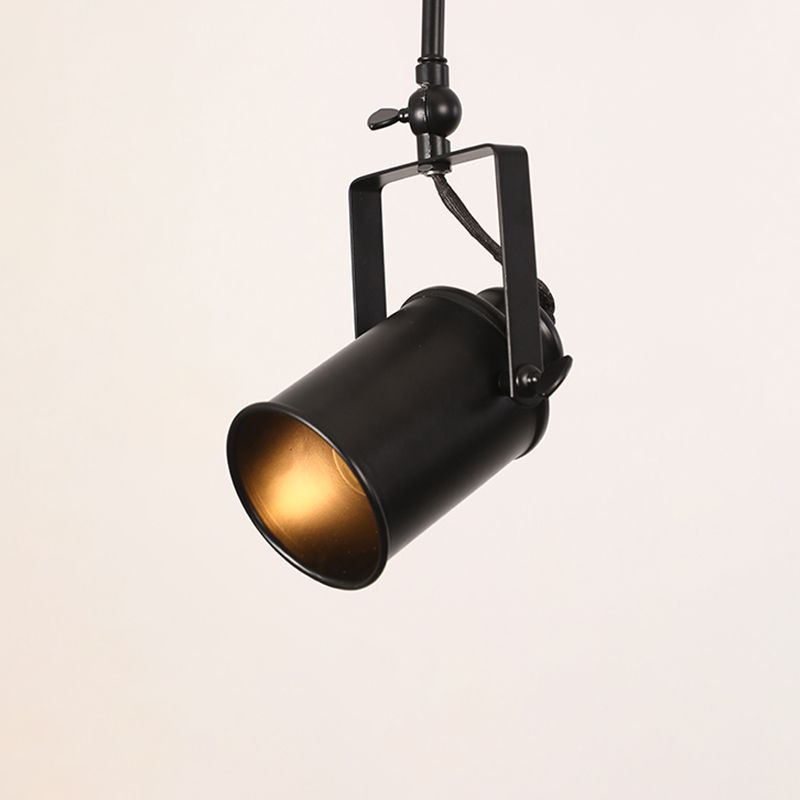 Industrial Style Iron Hanging Lamp Cylinder Shape Island Light Fixture for Bedroom
