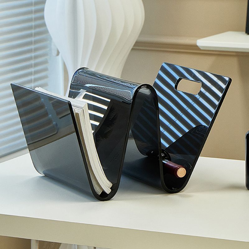 Contemporary Antique Finish Shelf Bookshelf Acrylic Geometric Bookcase