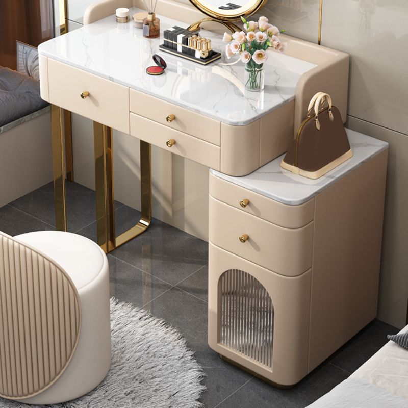 Luxurious Metal Makeup Dressing Table Stone Top Bedroom Vanity Desk