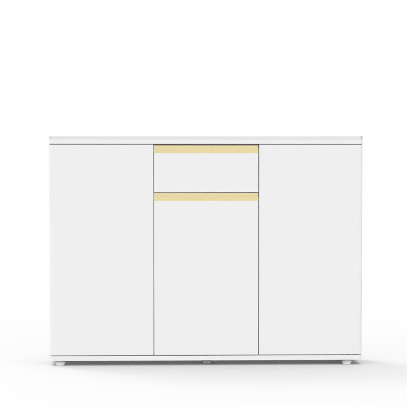 Contemporary Manufactured Wood Dining Server White Adjustable Shelving Sideboard