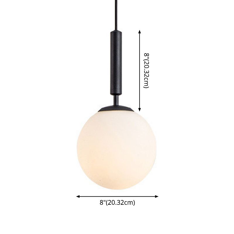1 Light Sphere Pendant Lighting Mid-Century Modern White Glass Pendant Lighting Fixtures for Restaurant