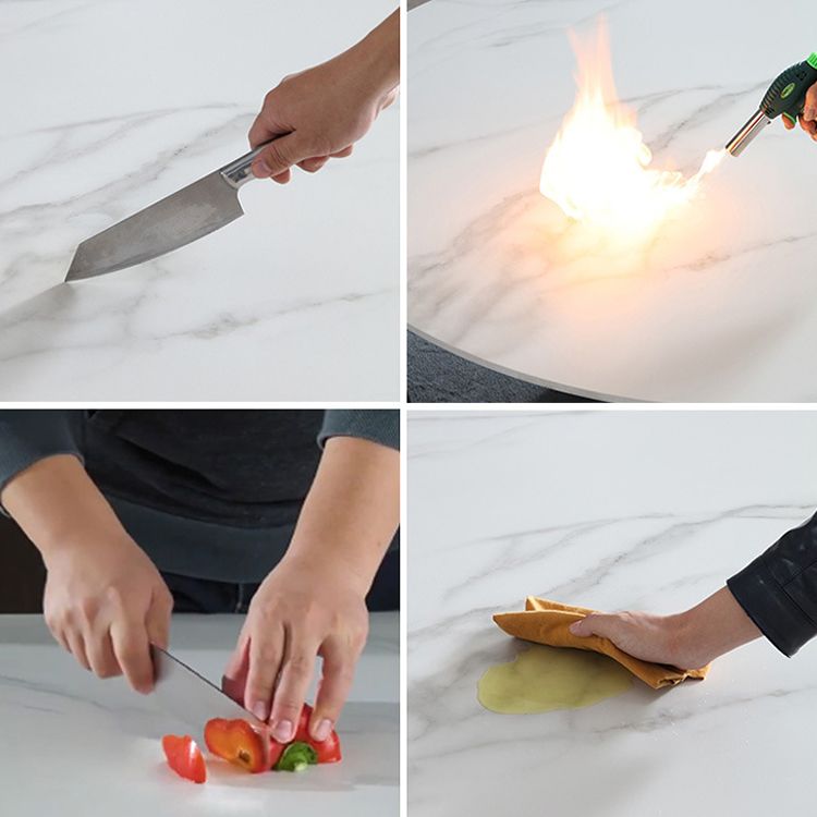 Industriële eettafel gesinterde stenen tafel met zwart dubbele voetstuk voor eetkamer