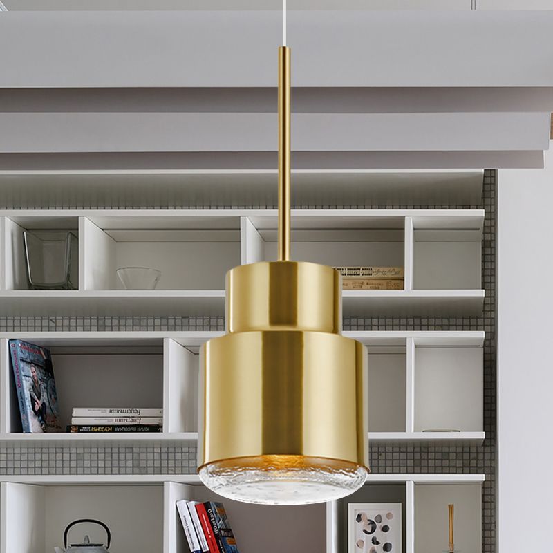 Luz de techo colgante de cilindro después de la luz de suspensión de oro/bronce de hierro claro 1 para sala de estar
