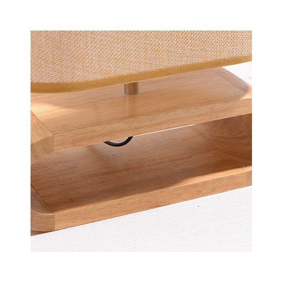 Tissu tambour lecture livre clair contemporain 1 lampe de bureau légère en blanc avec base en bois