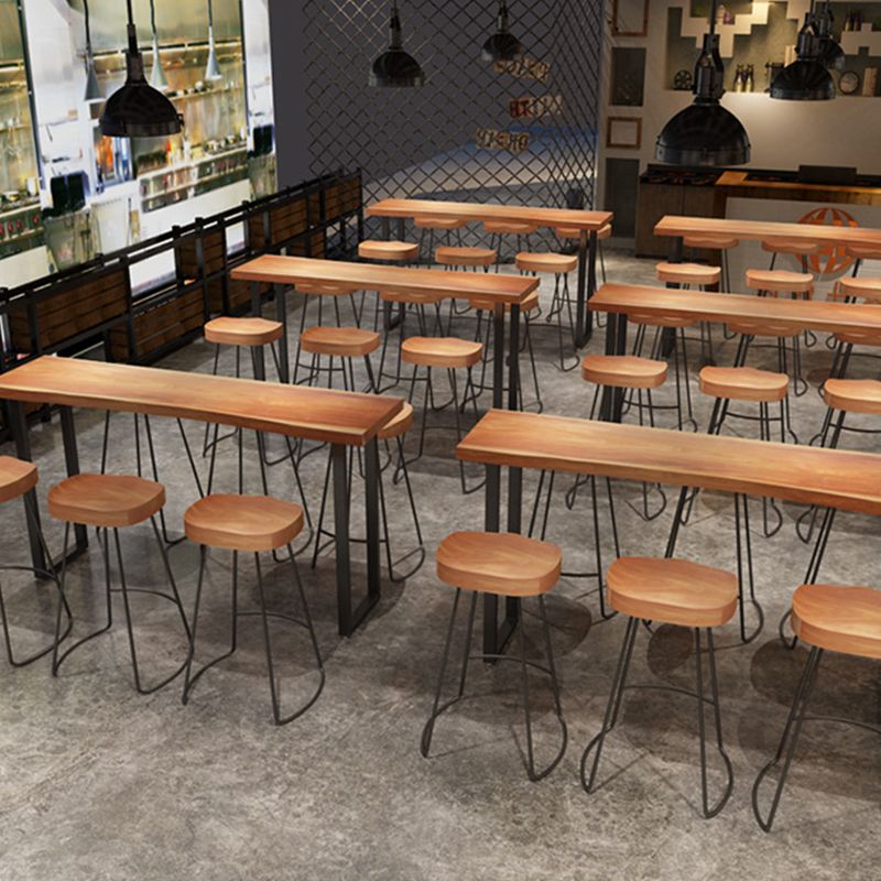 Industrial Solid Wood Bar Table Set 1/2/4/7 Pieces Counter Table with Backless Stools