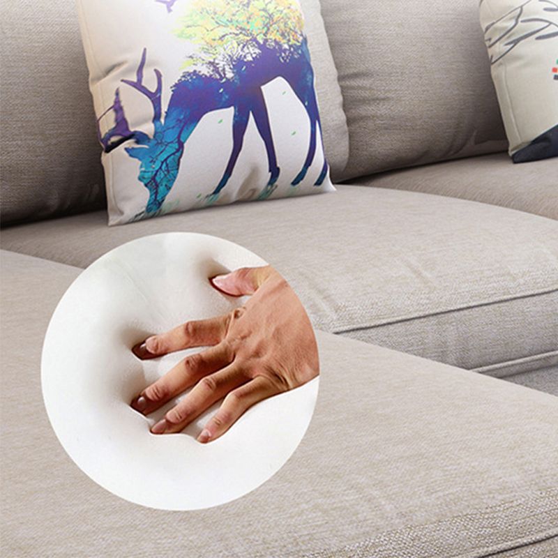 4-seater L-shape Sectional Fabric Pillow Top Arm Sectional with Pillows