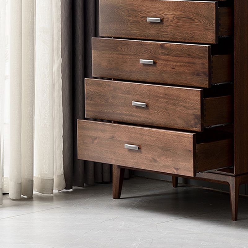 Solid Wood 5- Drawer Accent Chest Brown Chest for Living Room