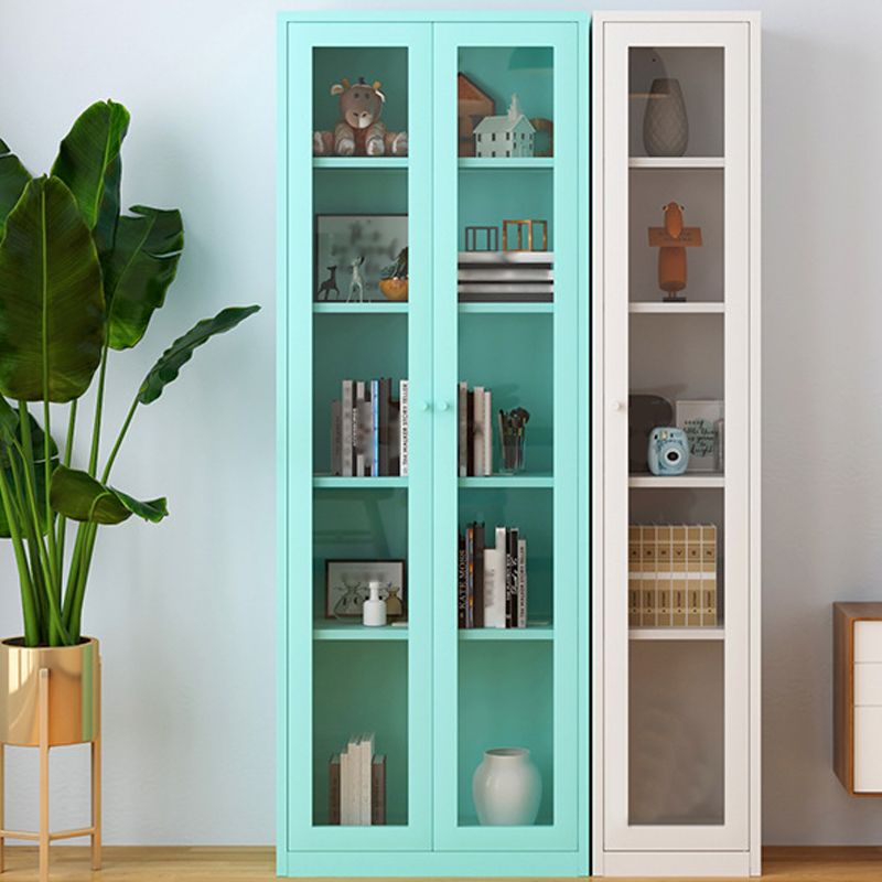 Metal Bookshelf Scandinavian Style Bookcase with Door for Office Home