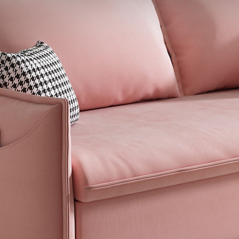 Glam Futon Sleeper Sofa Bed Living Room Convertible Sofas in Pink