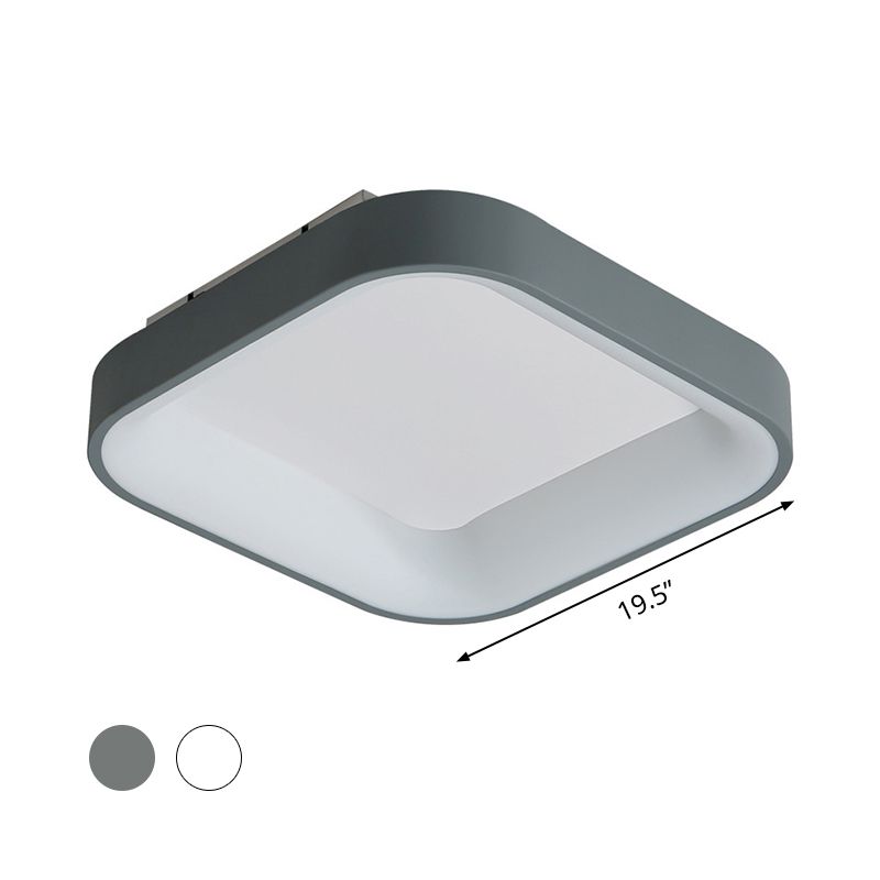 Grau/Weiß Quadrat-Ring-Deckenbefestigung Nordic Acryl LED Unterputz Einbaubeleuchtung für Schlafzimmer, 16 "/19.5" W