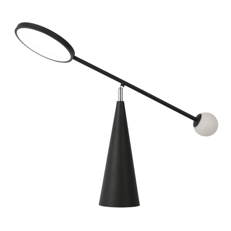 Minimalistic Ring Table Light Metallic Living Room LED Nightstand Lighting with Conical Base