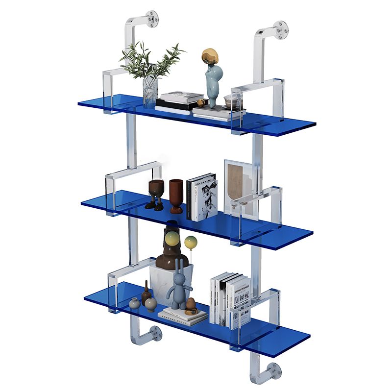 Closed Back Wall Mounted Bookshelf Modern Style Acrylic Bookcase