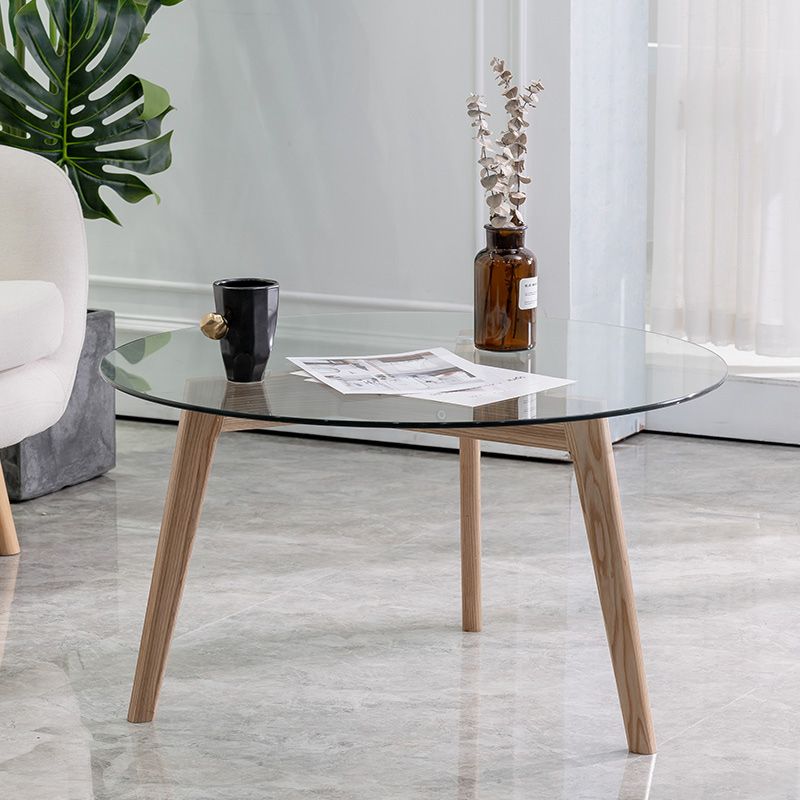 Round Clear Glass Coffee Table Nordic 3 Legs Coffee Cocktail Table