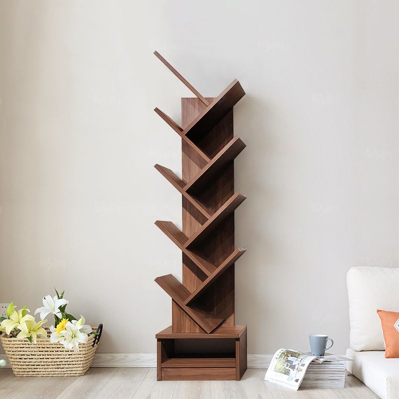 Manufactured Wood Corner Bookshelf Modern Closed Back Vertical Bookcase
