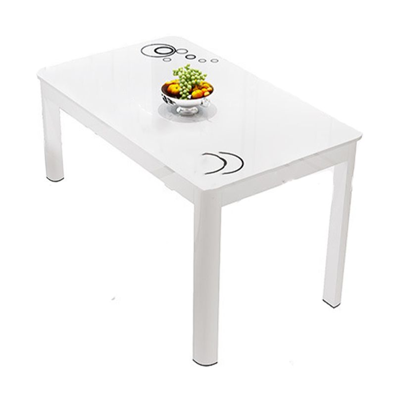 Rectangle Dining Table Modern White and Black in Glass Table for Kitchen