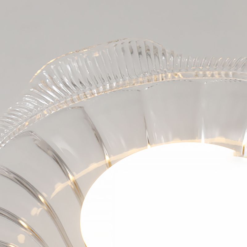 Glass Flower Ceiling Mounted Fixture Simplicity Gold Semi Flush Light