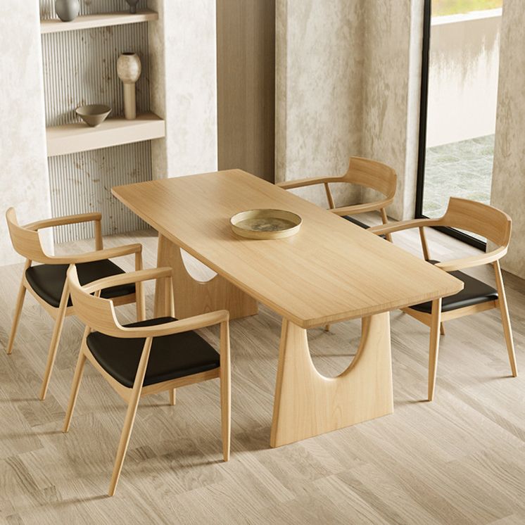 Solid Wood Dining Set 1/2/4/5/7 Pcs Double Pedestal Table with Bench and Chairs