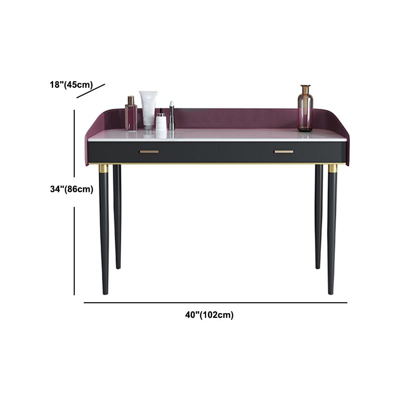Solid Wood Vanity Luxurious Stone Top Dressing Table in Purple