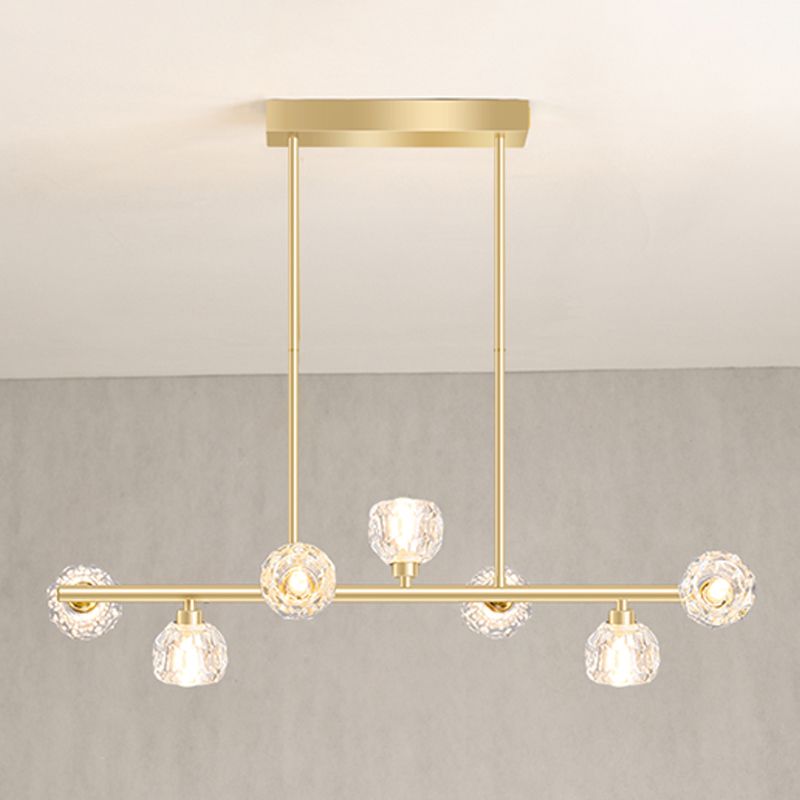 Modern Kitchen Pendant Lights Spherical Glass 7-Light Island Pendant Lights