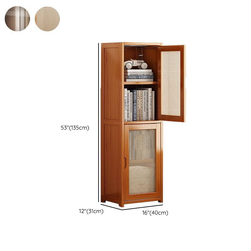 Contemporary Closed Back Bookcase Bamboo Vertical Bookshelf with Doors