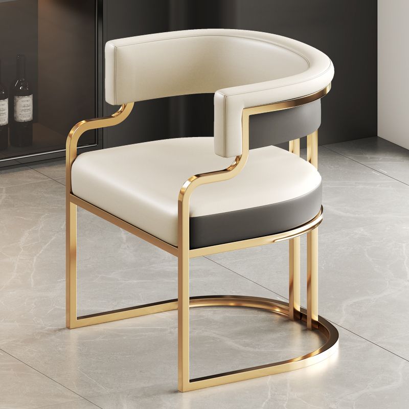Faux Leather Dining Chairs Glam Style Open Back Armless Chair for Dining Room