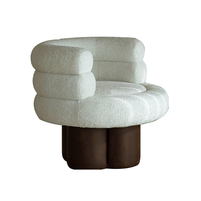 White Lounge Chair Arms Included Barrel Chair for Living Room