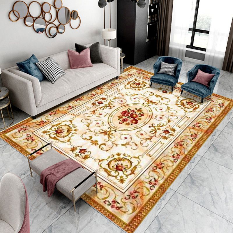 Wine Red Bohemian Rug Polyester Graphic Rug Non-Slip Backing Rug for Home Decoration