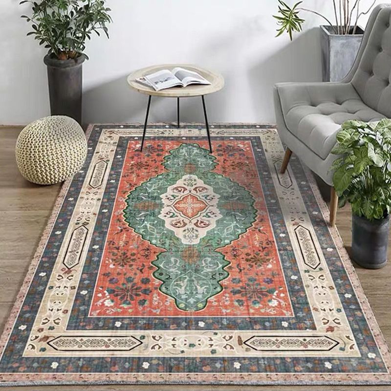 Exotic Antique Rug Multi-Color Geometric Print Rug Anti-Slip Backing Pet Friendly Machine Washable Rug for Great Room