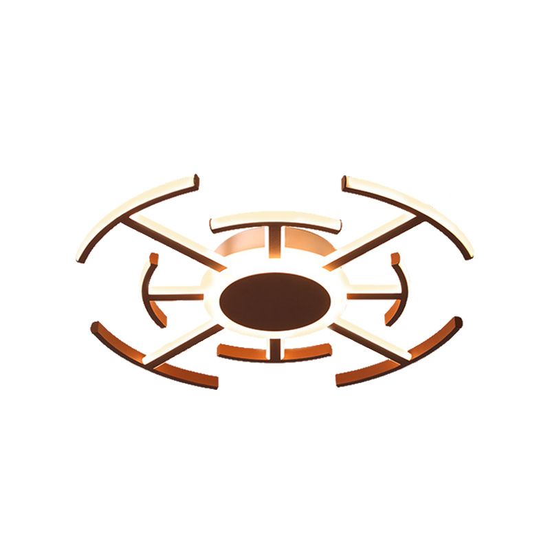 Metallrund Flushmount Light mit Labyrinth Design zeitgenössischer 8/12/16-LED-Spülen Deckenlampe in Braun