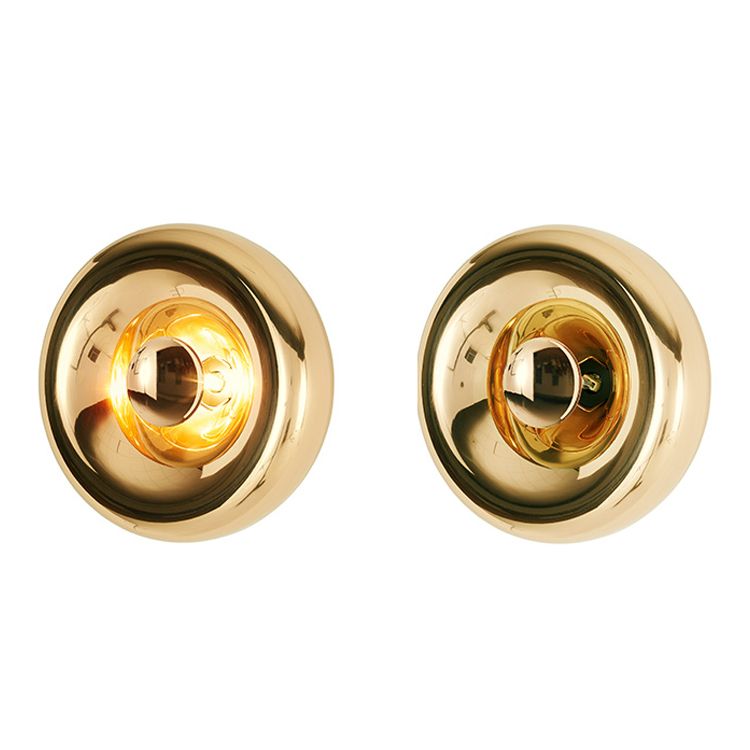 Postmodern Metal Wall Light Round Single Light Wall Sconce for Bedroom