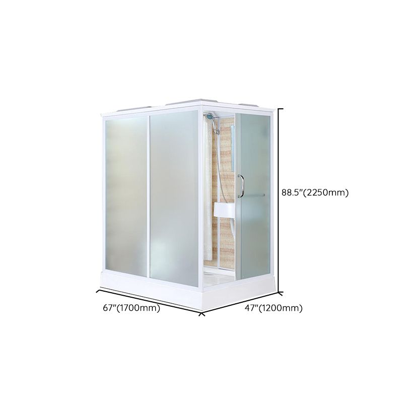 White Shower Stall Framed Single Sliding Rectangle Shower Kit