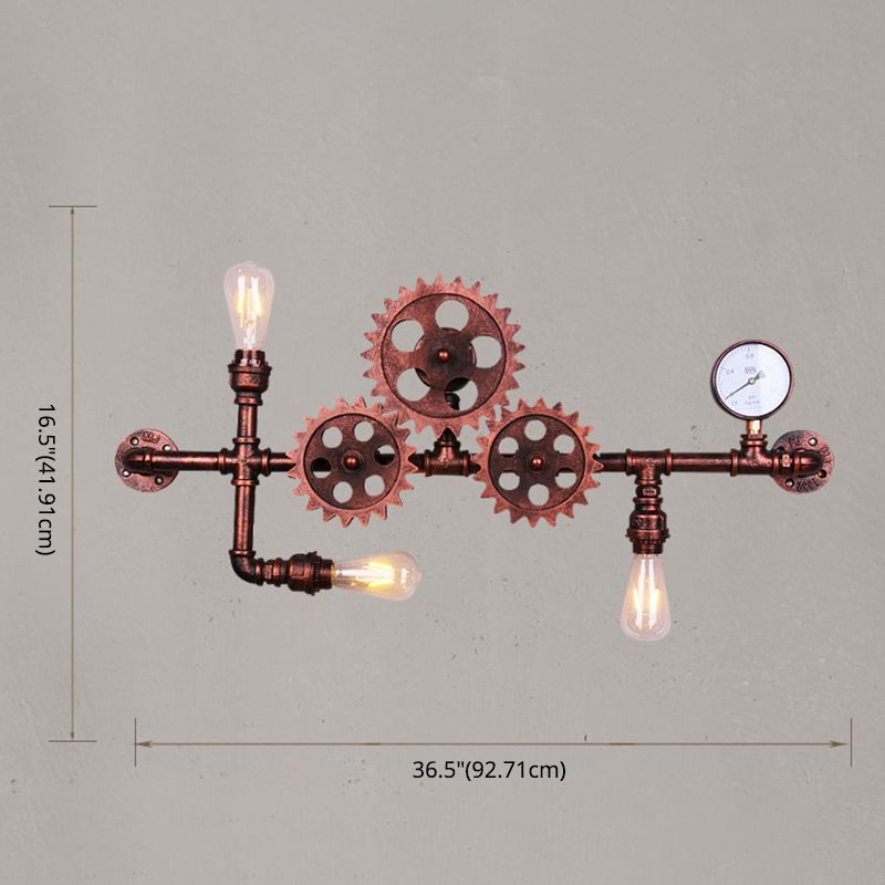 Pipa de agua industrial de la pared lámpara montada en la pared metal 3 luces luces aplicativas