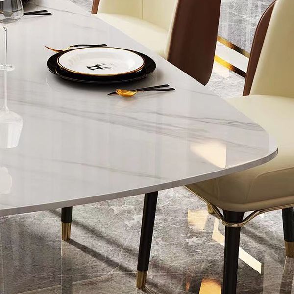 Metall traditionelle Luxus -Rechteck -Esstisch Sintered Stone Top Innentisch mit Sockelbasis