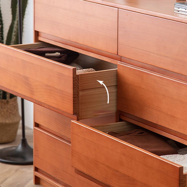 Contemporary Pine Wood Accent Chest with 8 Drawers Standard Chest
