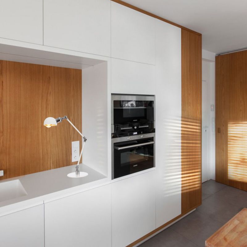 Dome Studeerkamer Leeslamp Metaal 4"/8,5" Breed 1 Licht Industrieel Stijlvolle Bureauverlichting in Wit, 8"+8"/8"+8"+8" Lengte Arm
