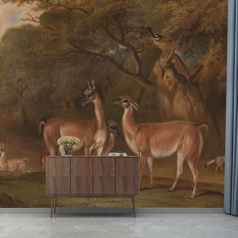 Deer Animal Wild Life Illustration Painting Mural Decorative Eco-friendly for Bedroom