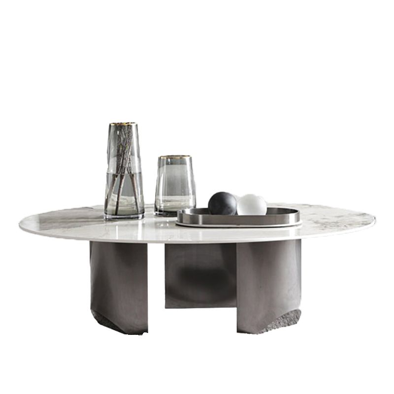 3 Legs Round Slate Coffee Table 13.8" H Modern Cocktail Table
