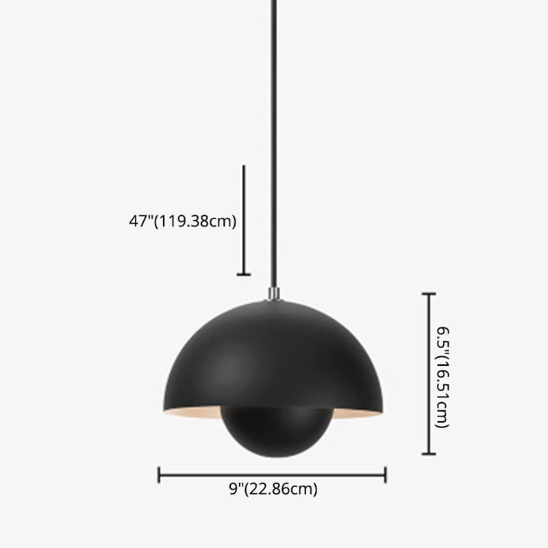1 Light Semicircle Hanging Light Fixture Nordic Style Aluminum Ceiling Light with Hanging Cord for Restaurant