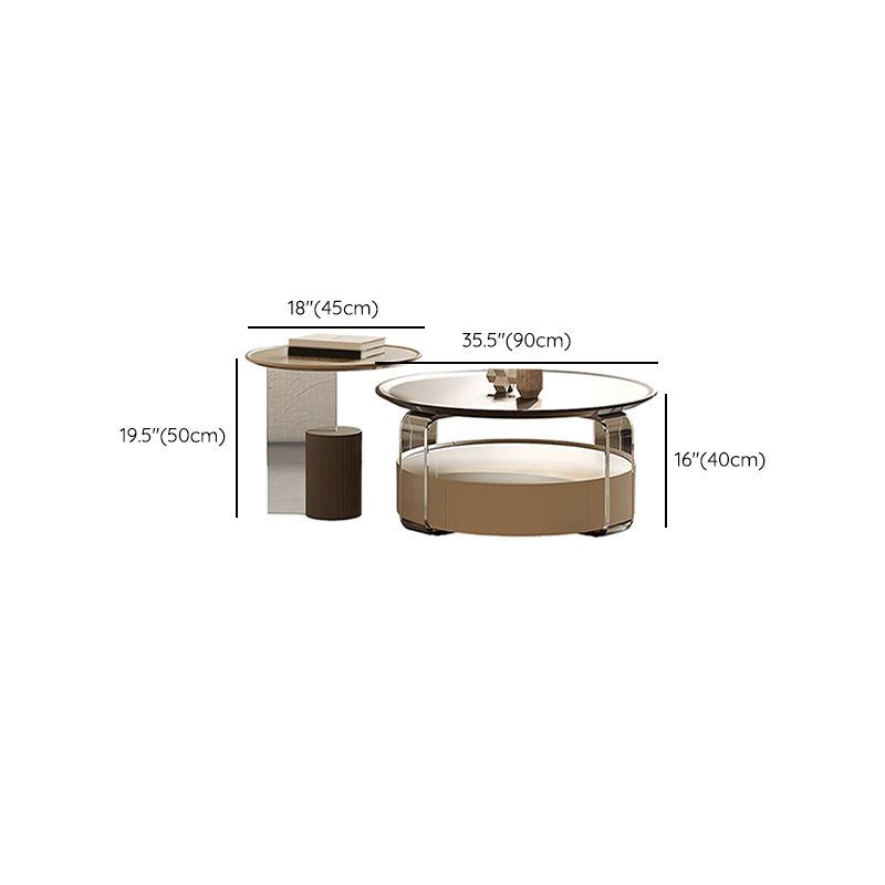Contemporary Cocktail Table Round Storage Coffee Cocktail Table