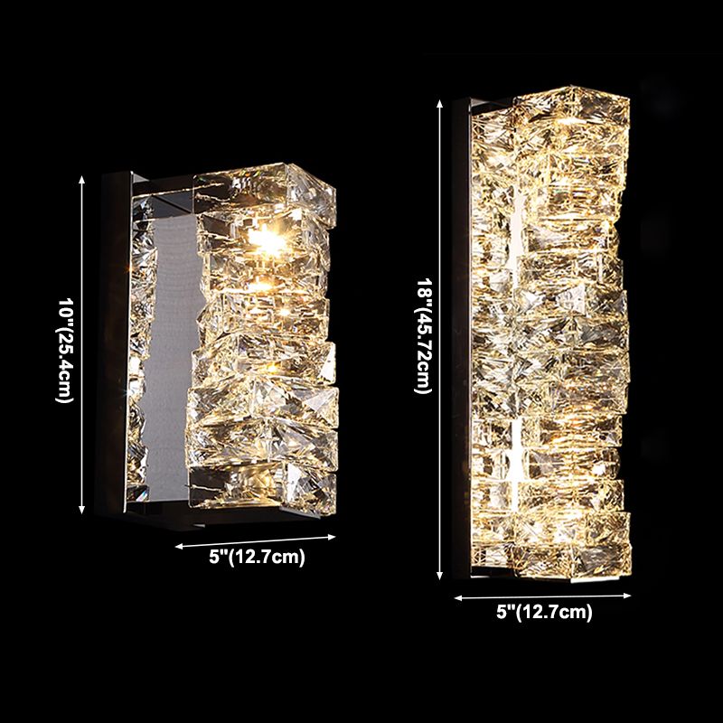 Luz de pared de acero inoxidable moderna Luz de pared geométrica apliques con cristal para sala de estar