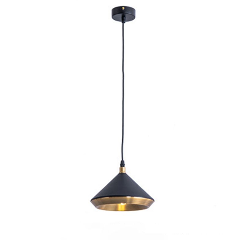 Modern Style Cone Metal Shade Hanging Light Single Bulb Mini Suspension Lamp for Bedroom